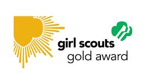 A girl scout gold award logo with the sun and tree.