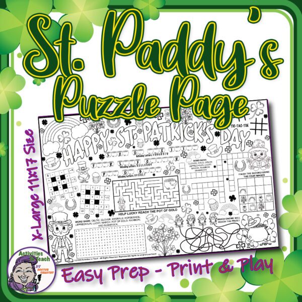 St. Patrick Day Mixed Puzzler Page - 11 x 17 Placemat Style